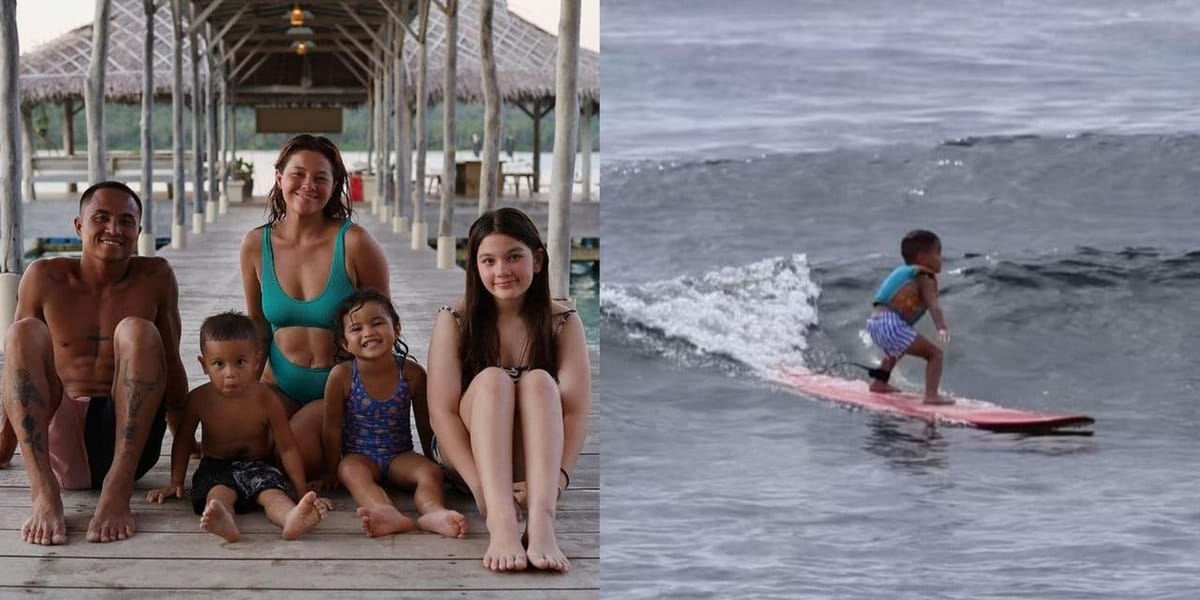 Maka-surf na ang 3-anyos nga anak ni Andi Eigenman nga si Koa